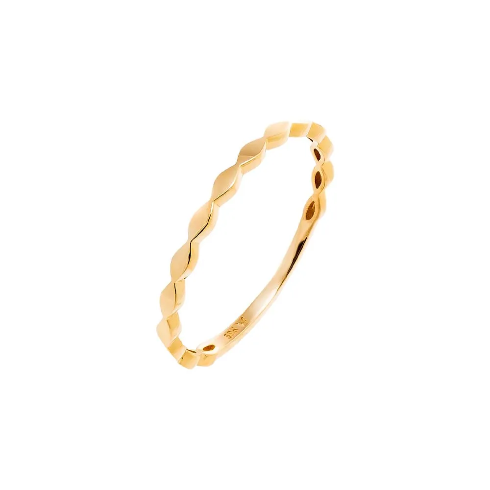 Solid Flat Beaded Band Ring 14K