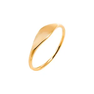 Solid Flat Stretched Signet Ring 14K