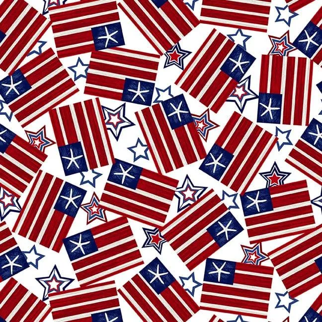 Star-Spangled Beach by Studio E Fabrics FLAGS/WHITE
