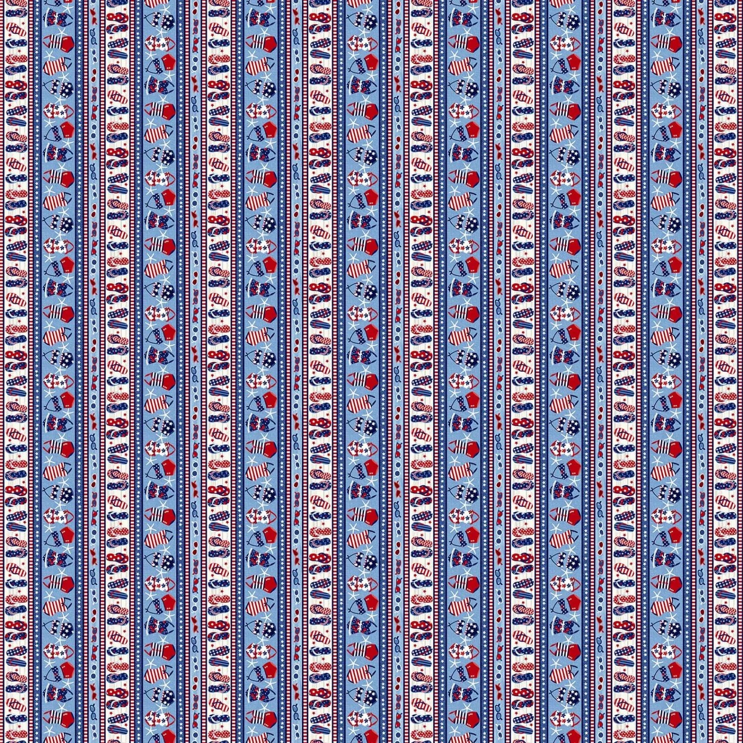 Star-Spangled Beach by Studio E Fabrics STRIPE/MULTI