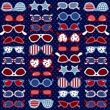 Star-Spangled Beach by Studio E Fabrics SUNGLASSES/NAVY