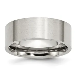 Steel Flat Brushed 8MM Band Unisex Ring