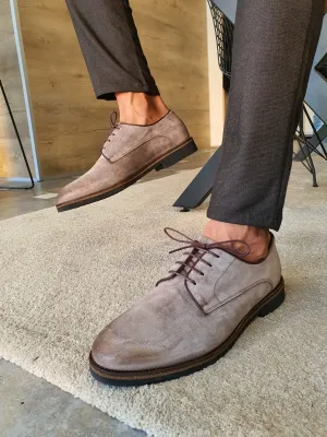 Stefano Beige Suede Derbys - Elegant Versatile Footwear for Every Occasion