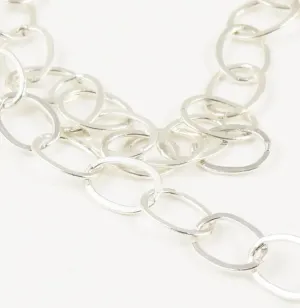 Sterling Silver Flat Oval Link Chain Necklace for J.E.