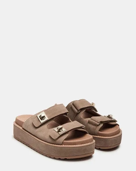Steve Madden Big Schmona Platform Sandals In Taupe Sued