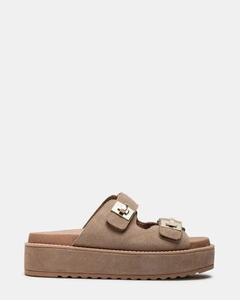 Steve Madden Big Schmona Platform Sandals In Taupe Sued