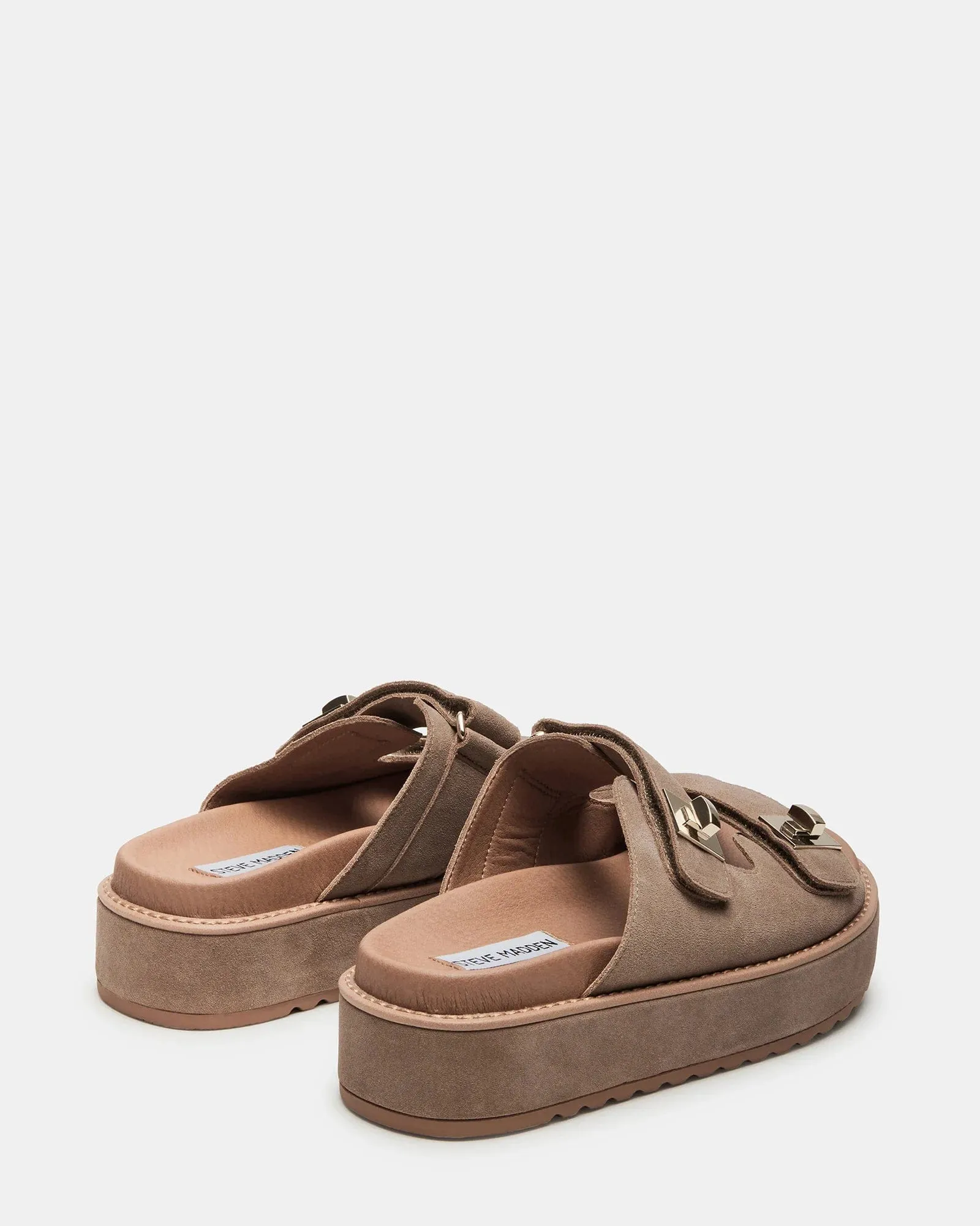 Steve Madden Big Schmona Platform Sandals In Taupe Sued