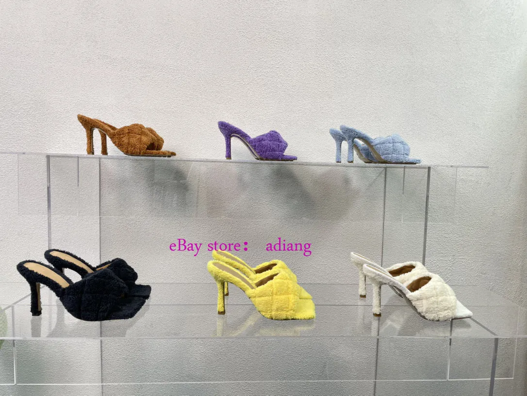 stiletto high heel fluffy slippers soft comfort fashion shoes women 35-42 high quality
