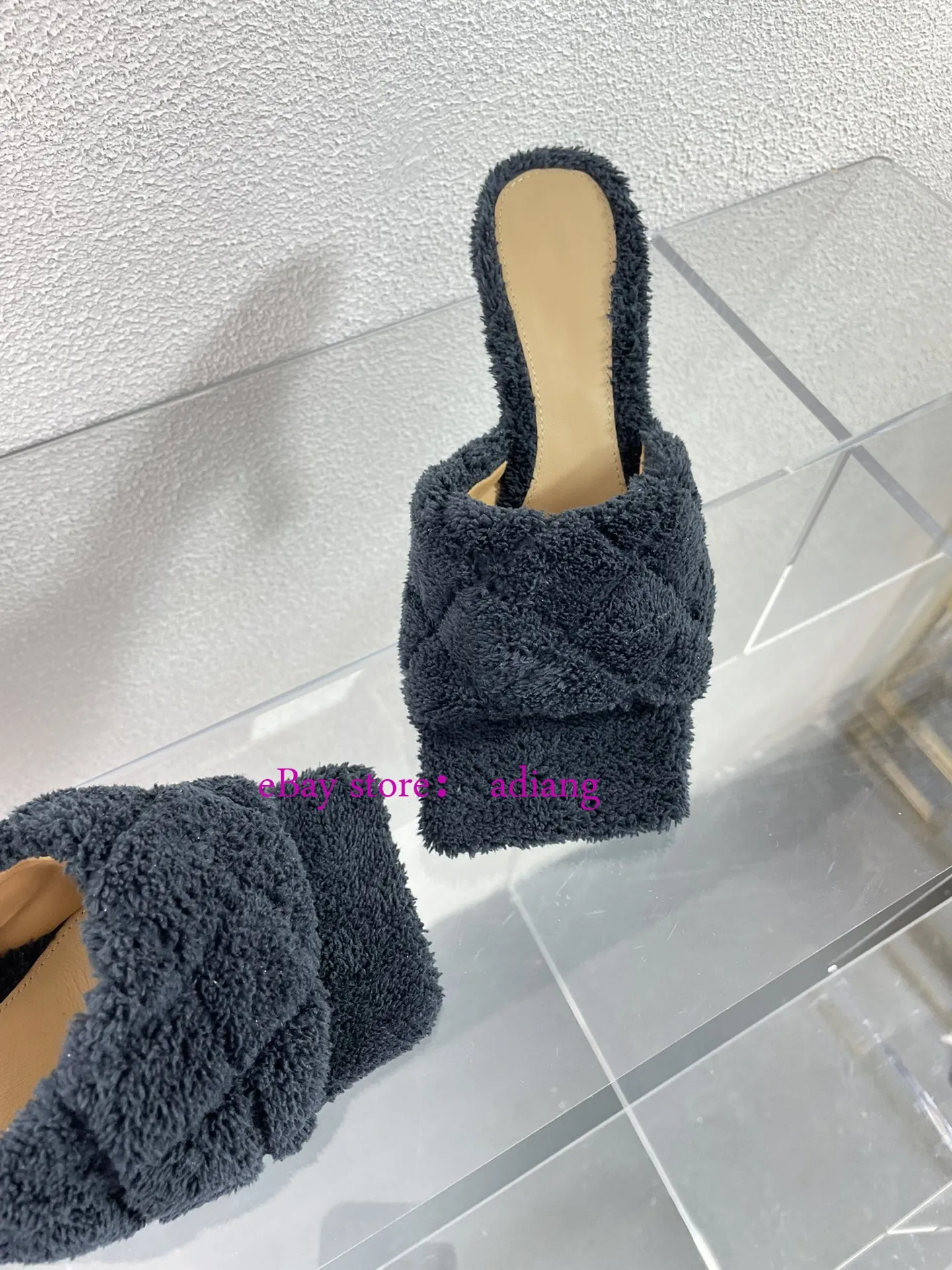 stiletto high heel fluffy slippers soft comfort fashion shoes women 35-42 high quality