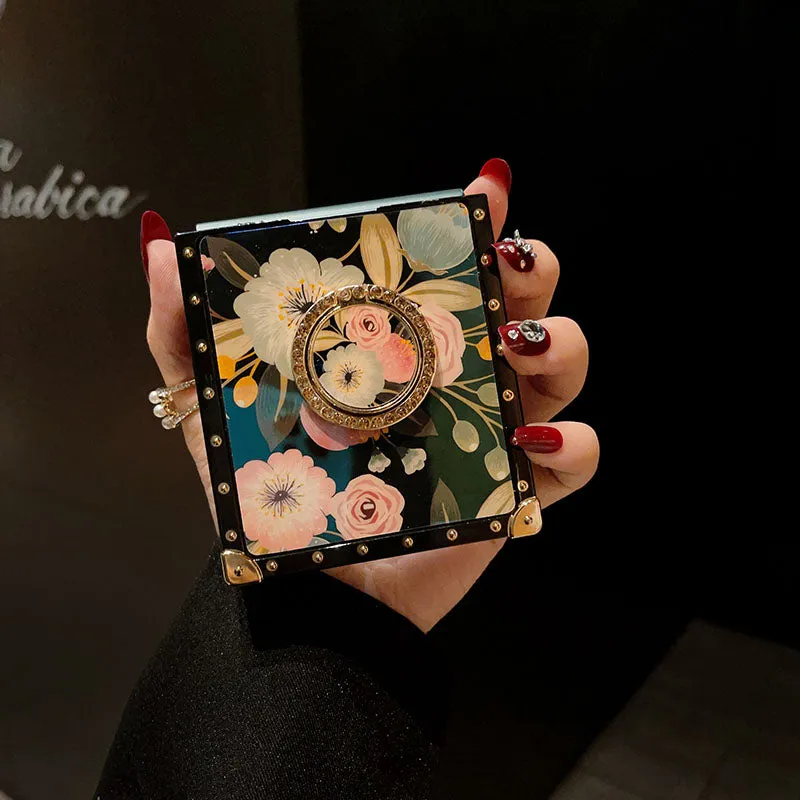 Stylish French Style Flower Ring Phone Case for Samsung Galaxy Z Flip4 Flip3 5G