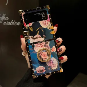 Stylish French Style Flower Ring Phone Case for Samsung Galaxy Z Flip4 Flip3 5G