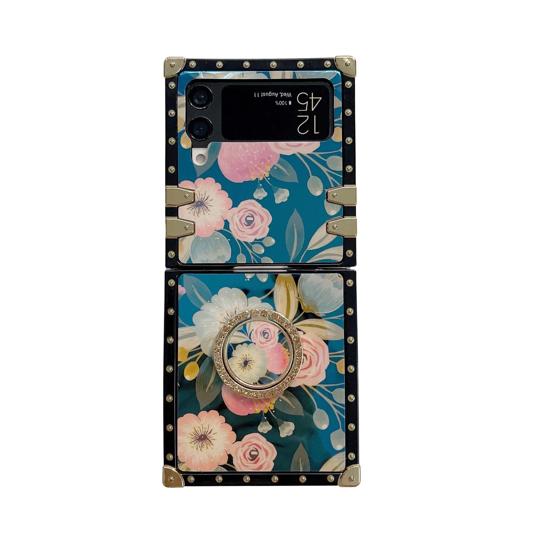 Stylish French Style Flower Ring Phone Case for Samsung Galaxy Z Flip4 Flip3 5G