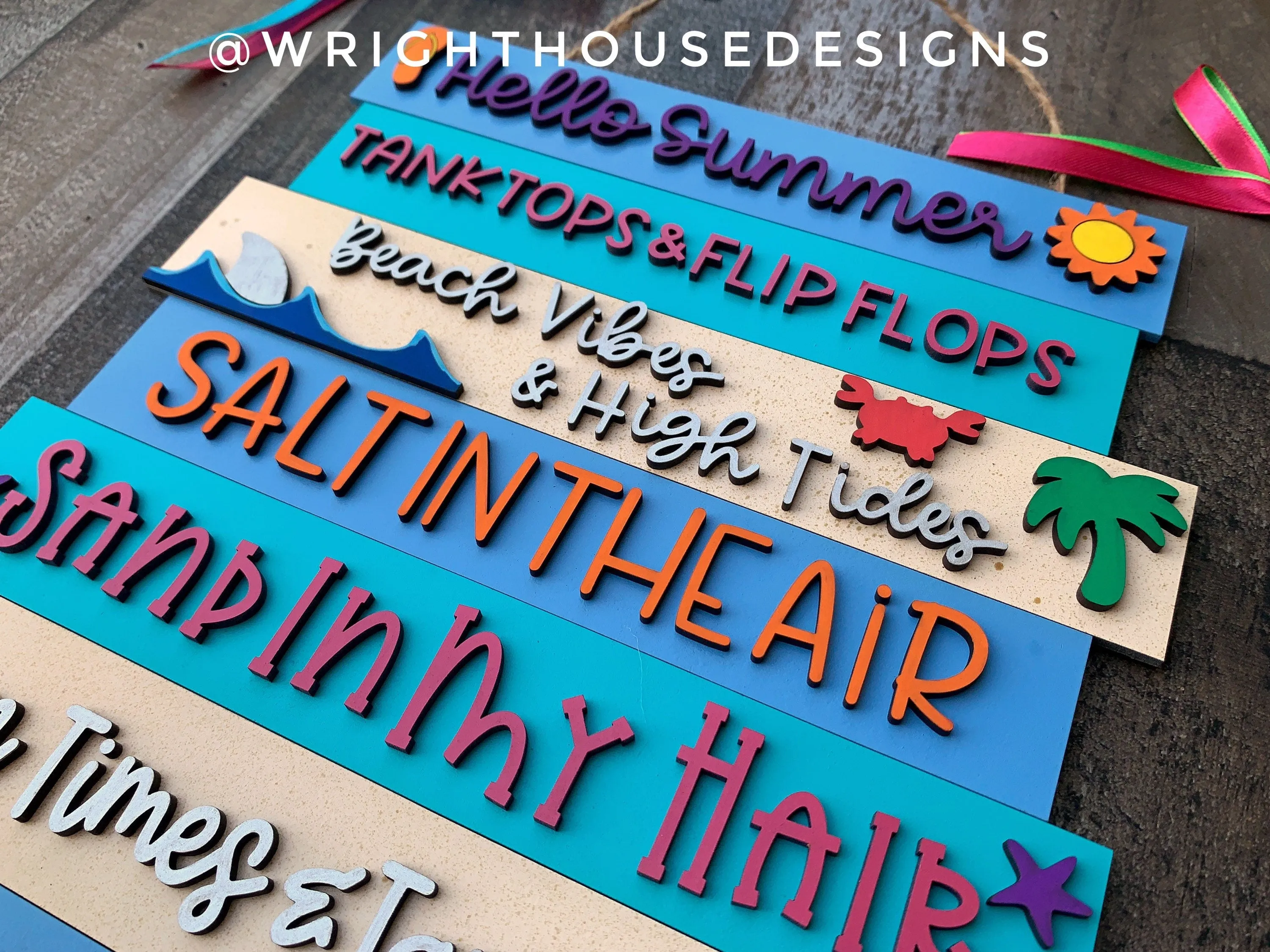 Summer Beach Bucket List Stacked Sign Bundle - Seasonal Wall Decor and DIY Kits - Cut File For Glowforge Lasers - Digital SVG File
