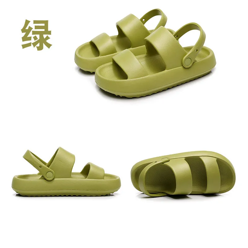 Summer Beach Platform Sandals Black Soft Sole EVA Slides Non-slip Outdoor Slippers Female Comfortable Shoes