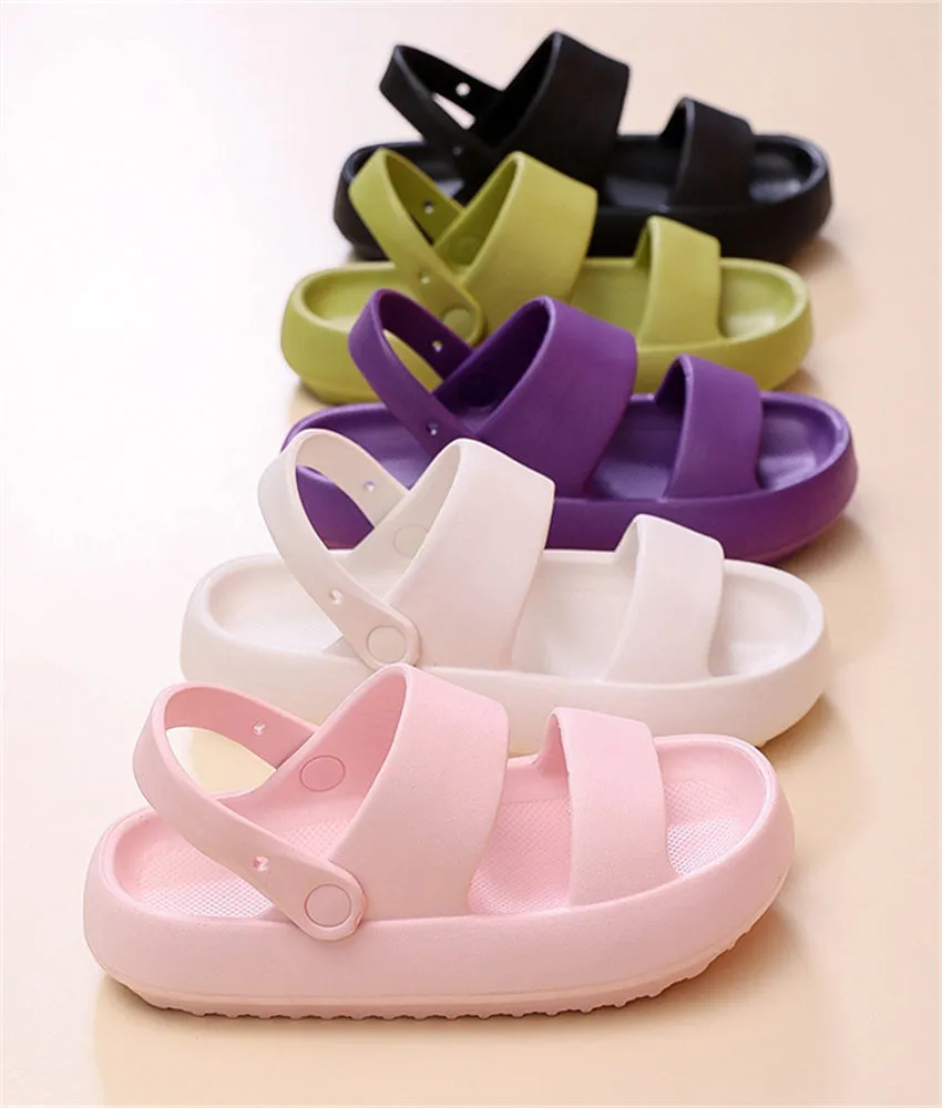 Summer Beach Platform Sandals Black Soft Sole EVA Slides Non-slip Outdoor Slippers Female Comfortable Shoes