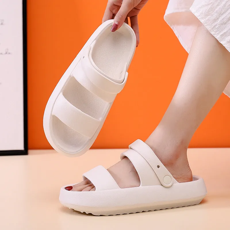 Summer Beach Platform Sandals Black Soft Sole EVA Slides Non-slip Outdoor Slippers Female Comfortable Shoes