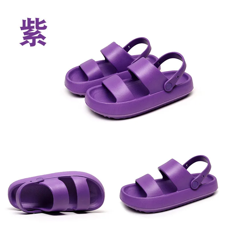 Summer Beach Platform Sandals Black Soft Sole EVA Slides Non-slip Outdoor Slippers Female Comfortable Shoes