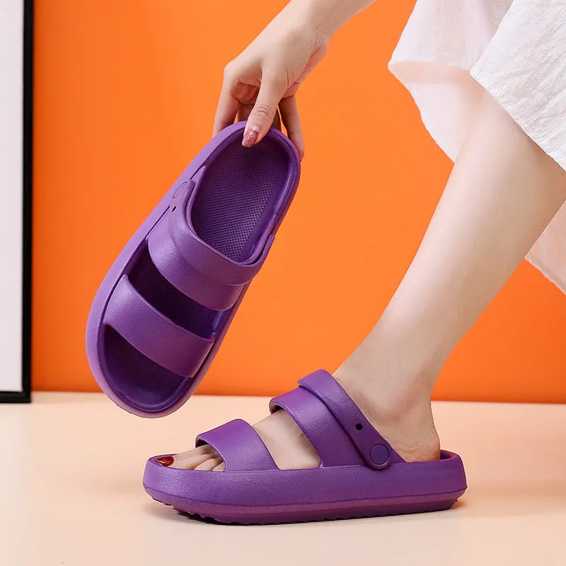 Summer Beach Platform Sandals Black Soft Sole EVA Slides Non-slip Outdoor Slippers Female Comfortable Shoes