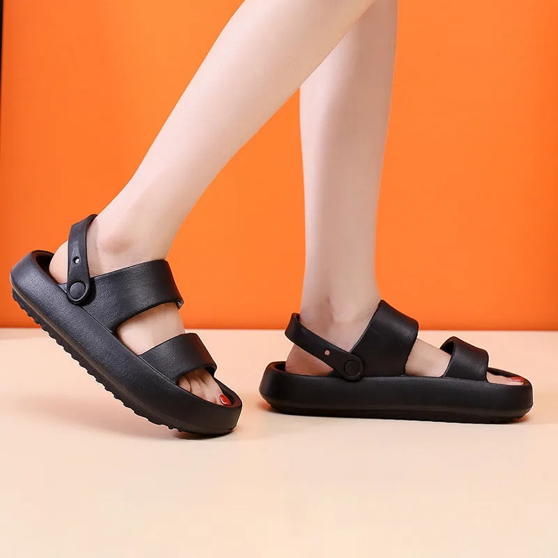 Summer Beach Platform Sandals Black Soft Sole EVA Slides Non-slip Outdoor Slippers Female Comfortable Shoes