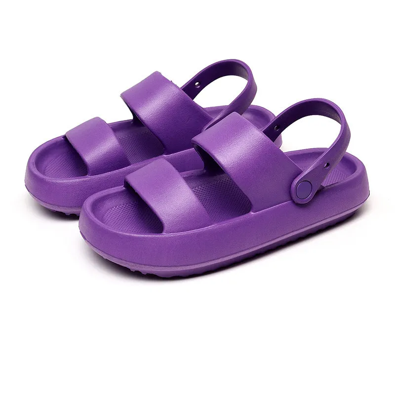 Summer Beach Platform Sandals Black Soft Sole EVA Slides Non-slip Outdoor Slippers Female Comfortable Shoes