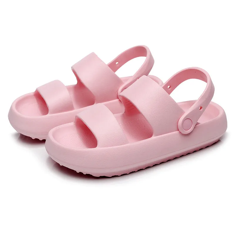 Summer Beach Platform Sandals Black Soft Sole EVA Slides Non-slip Outdoor Slippers Female Comfortable Shoes