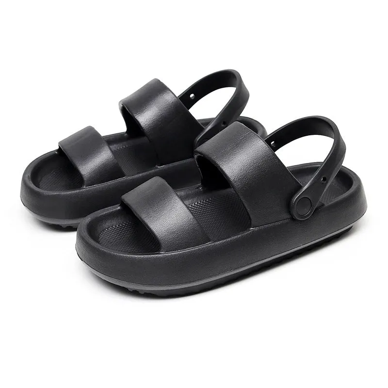 Summer Beach Platform Sandals Black Soft Sole EVA Slides Non-slip Outdoor Slippers Female Comfortable Shoes