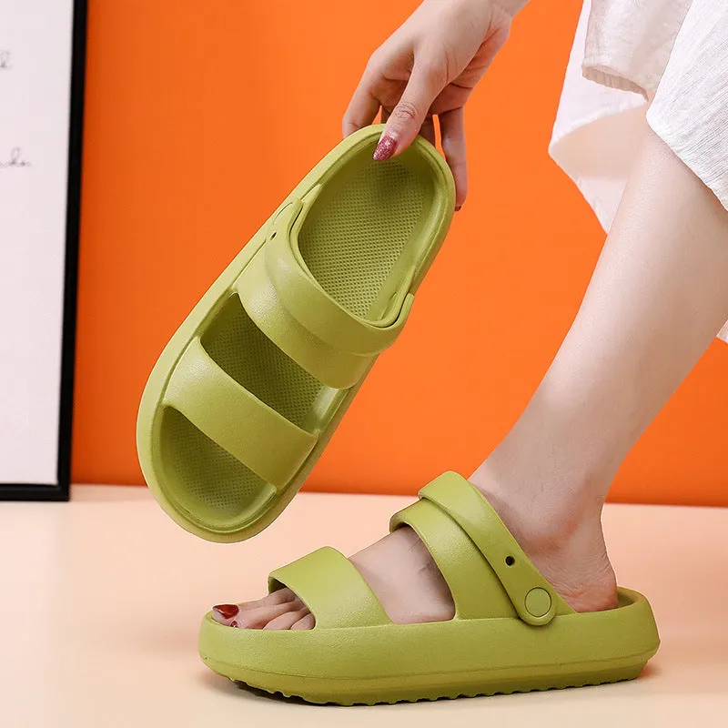 Summer Beach Platform Sandals Black Soft Sole EVA Slides Non-slip Outdoor Slippers Female Comfortable Shoes