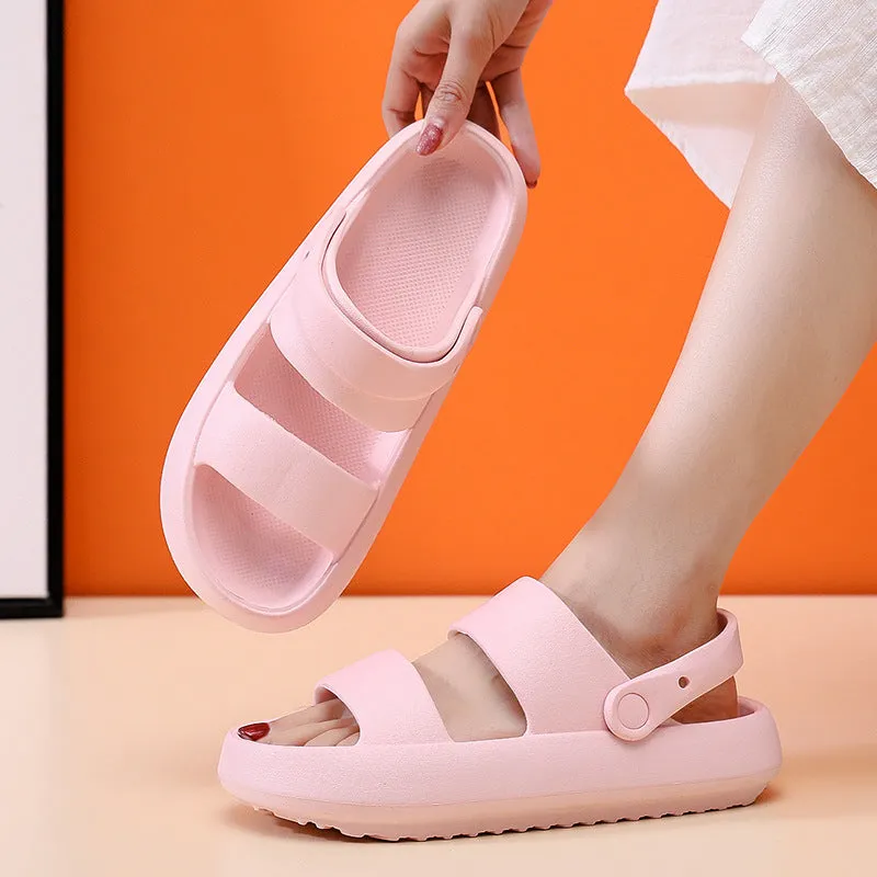 Summer Beach Platform Sandals Black Soft Sole EVA Slides Non-slip Outdoor Slippers Female Comfortable Shoes