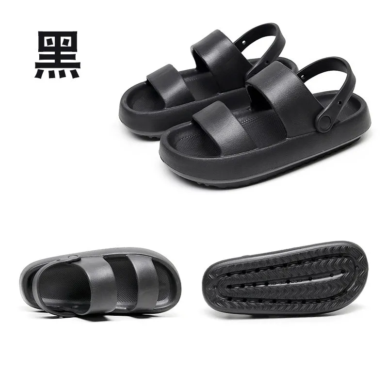 Summer Beach Platform Sandals Black Soft Sole EVA Slides Non-slip Outdoor Slippers Female Comfortable Shoes