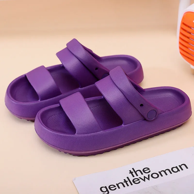 Summer Beach Platform Sandals Black Soft Sole EVA Slides Non-slip Outdoor Slippers Female Comfortable Shoes
