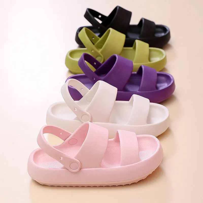 Summer Beach Platform Sandals Black Soft Sole EVA Slides Non-slip Outdoor Slippers Female Comfortable Shoes
