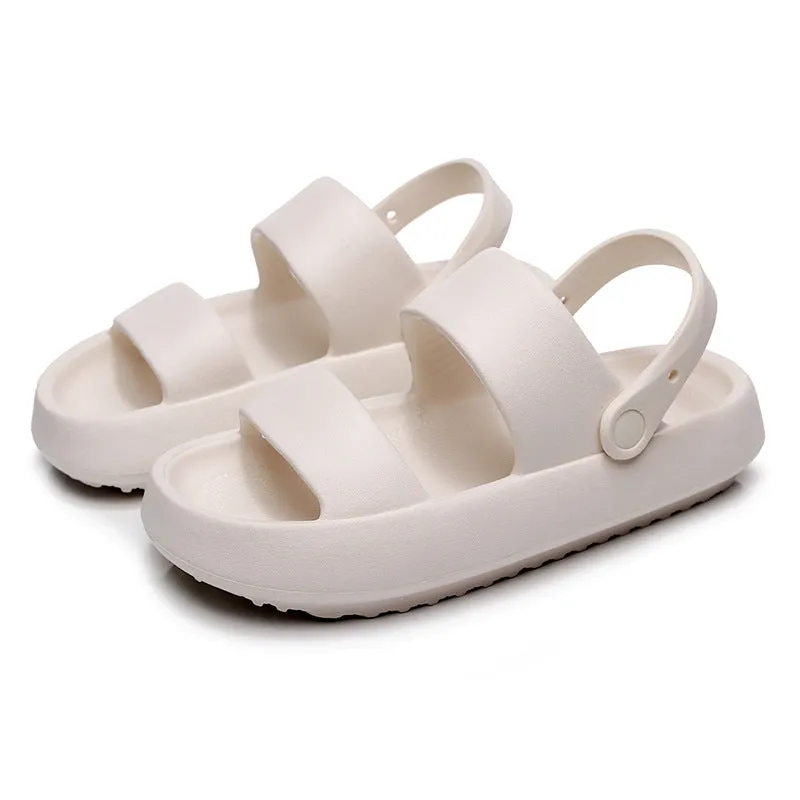 Summer Beach Platform Sandals Black Soft Sole EVA Slides Non-slip Outdoor Slippers Female Comfortable Shoes