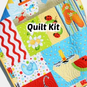 Summer Quilt Kit, Wall Hanging, Quilting Panel Fabrics, Faux Patchwork Sewing, Make Yourself DIY, Beginner Patterns, Ladybug Flip Flops Bird