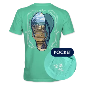 Summer Vibes- Flip Flops and Beach Scene T-Shirt