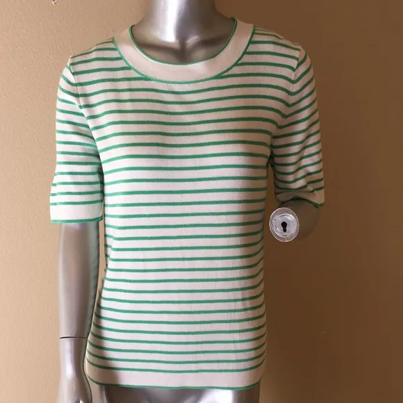 TALBOTS | COTTON BLEND SWEATER SHELL - TIPPED WITH STRIPES