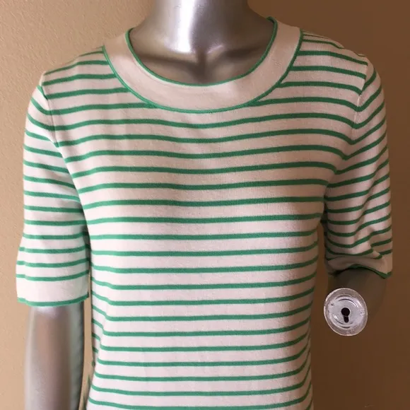 TALBOTS | COTTON BLEND SWEATER SHELL - TIPPED WITH STRIPES
