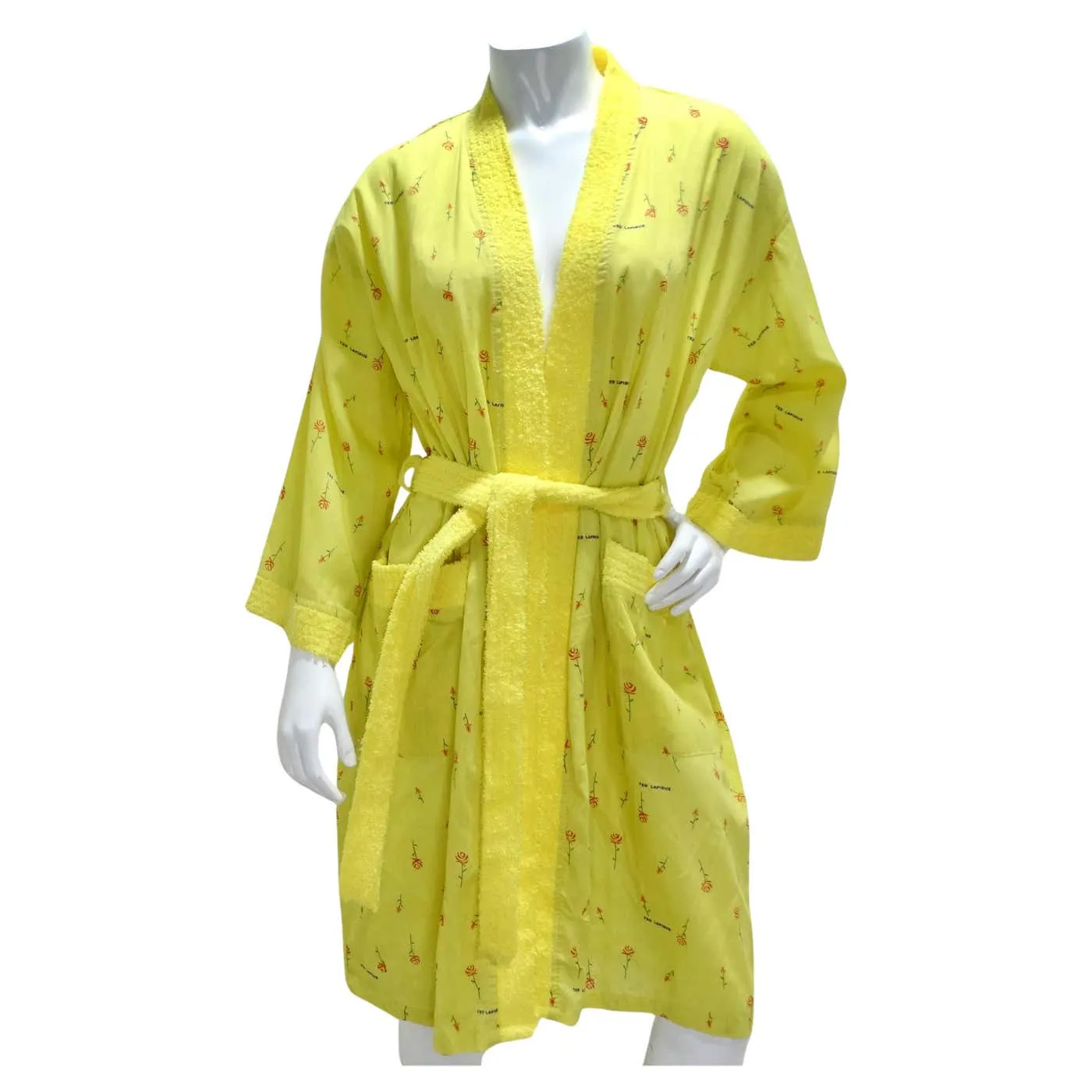 Ted Lapidus 1980s Rose Print Robe