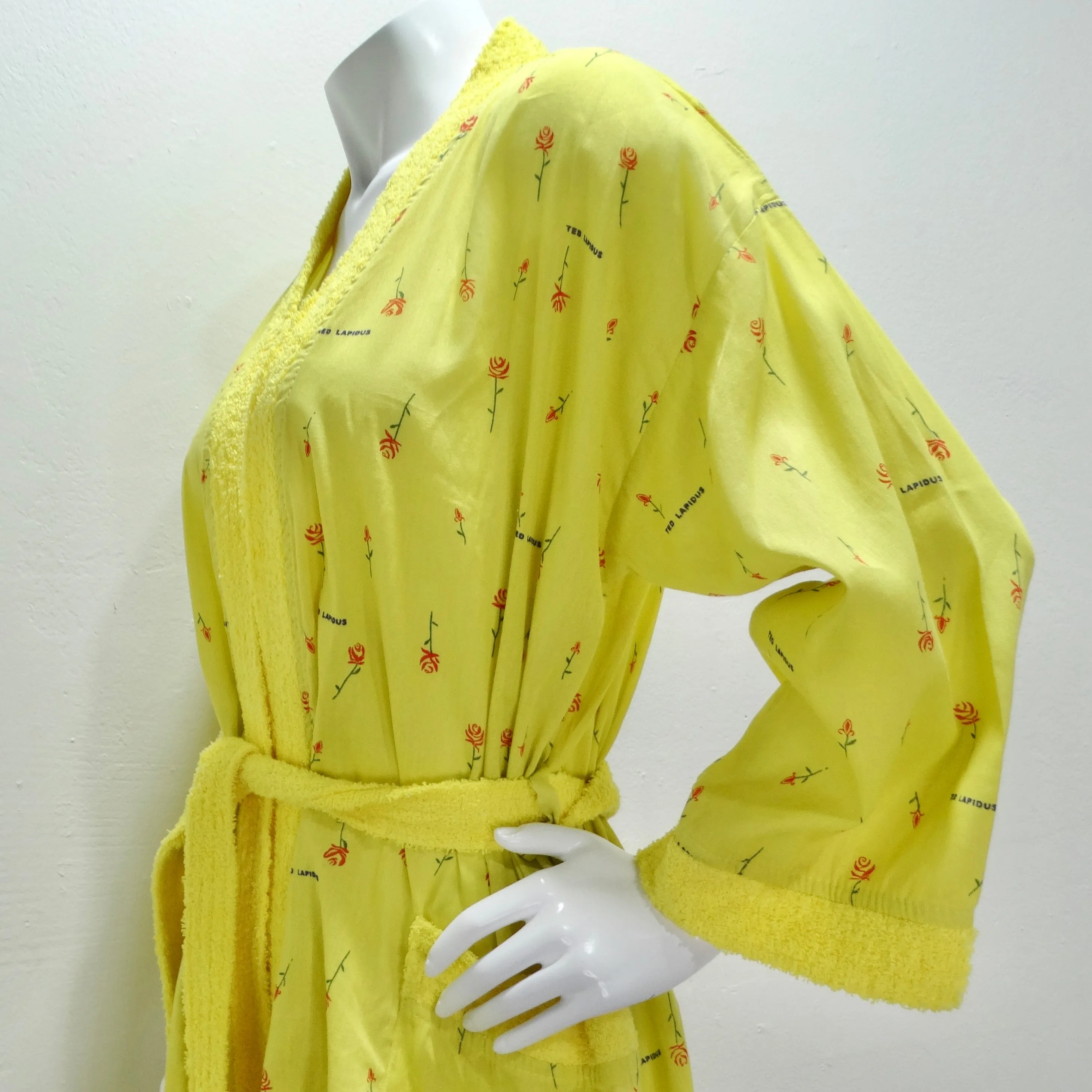 Ted Lapidus 1980s Rose Print Robe