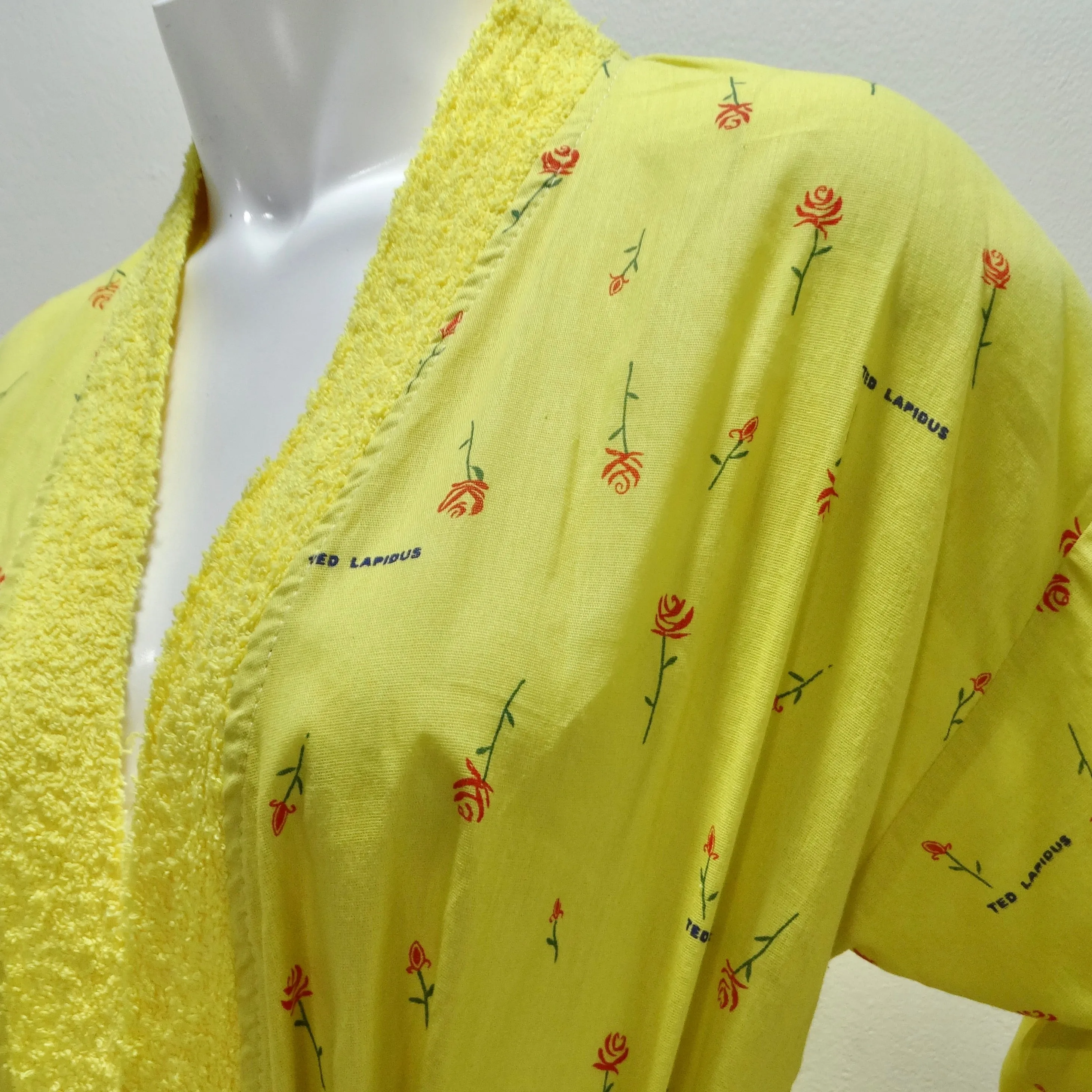 Ted Lapidus 1980s Rose Print Robe