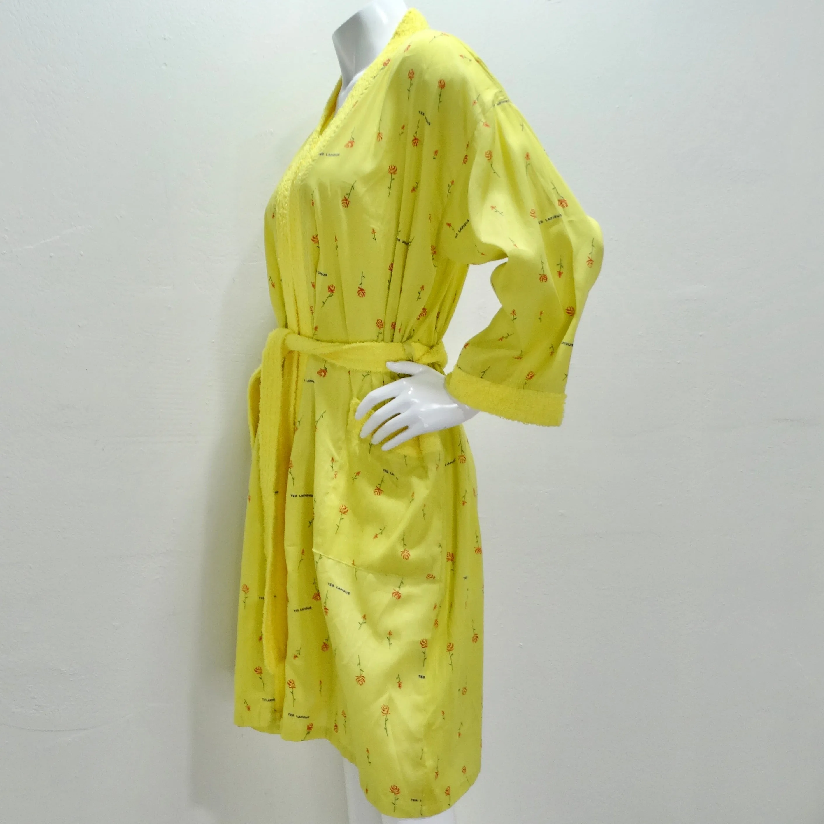 Ted Lapidus 1980s Rose Print Robe