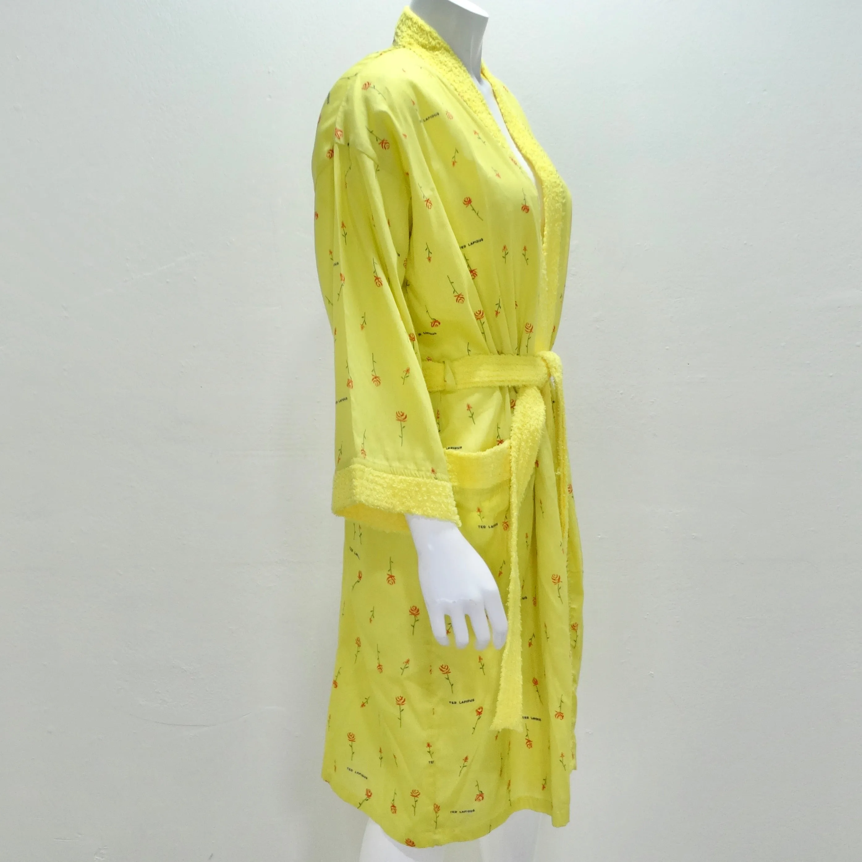 Ted Lapidus 1980s Rose Print Robe
