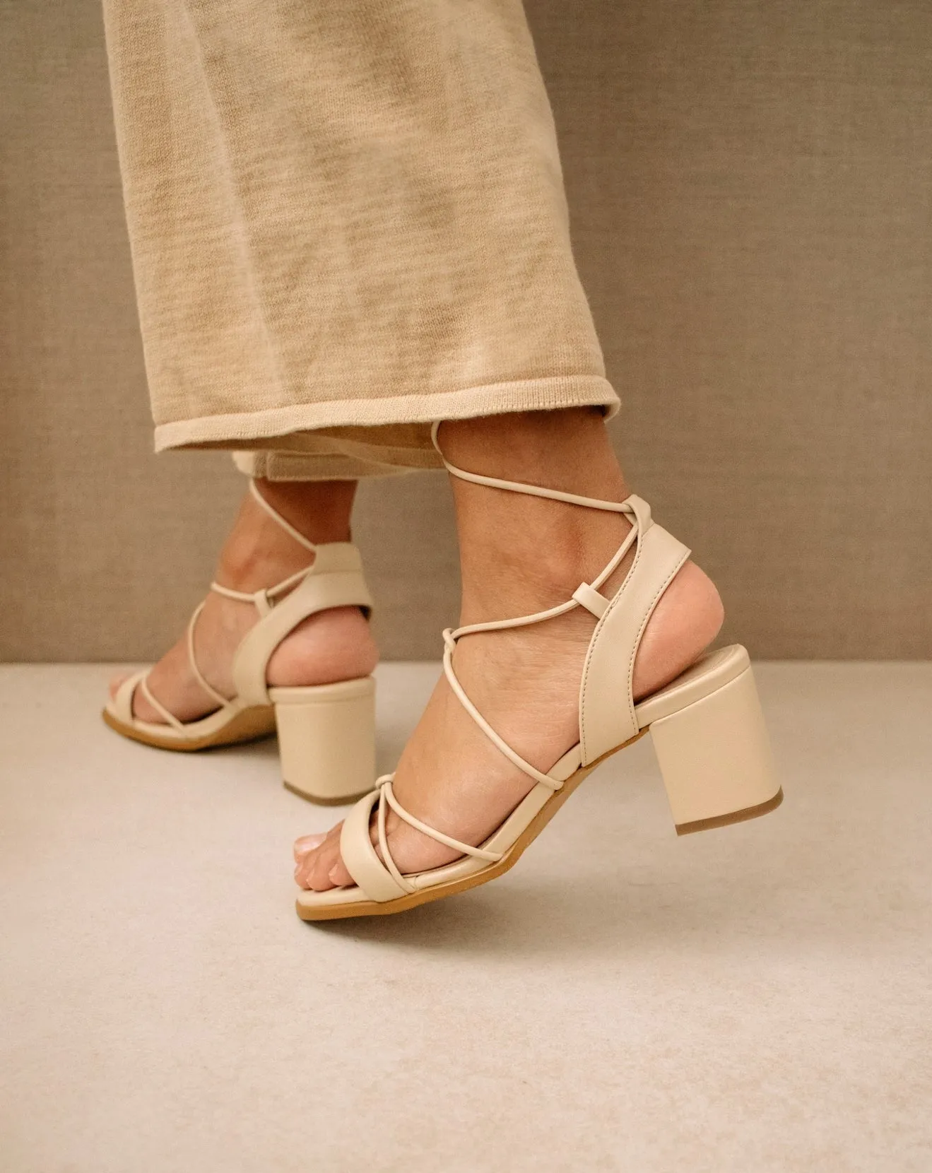 The Sophie VEGAN Leather Sandal by Aloha's - Beige