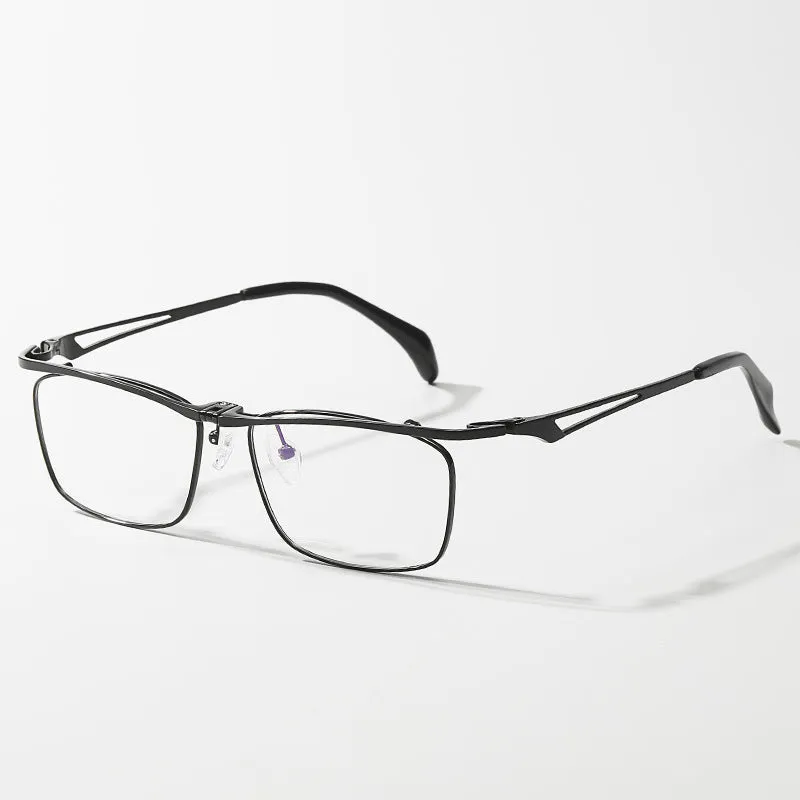 Titanium Vintage Square Flip Cover Eyeglasses Frames 11488