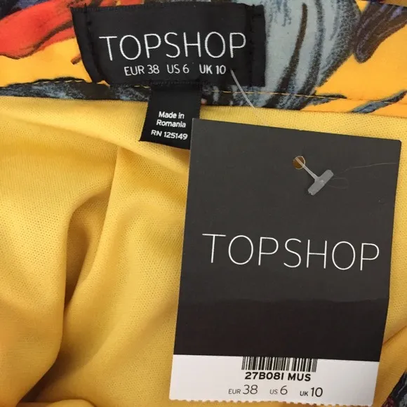 TopShop Daisy Print Pleated Midi Skirt Size 6 NWT