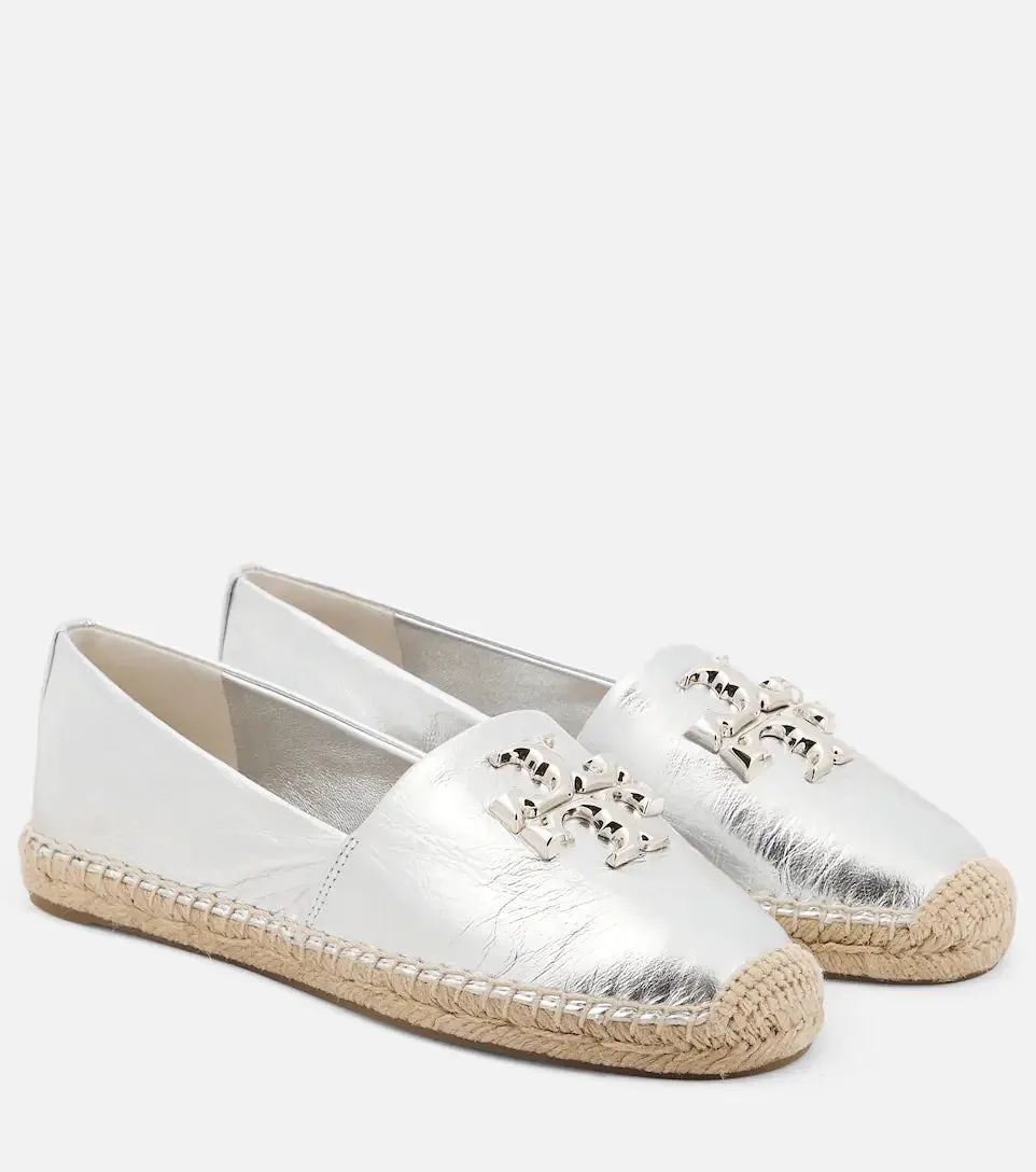 TORY BURCH ELEANOR METALLIC LEATHER ESPADRILLES