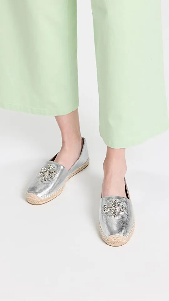 TORY BURCH ELEANOR METALLIC LEATHER ESPADRILLES