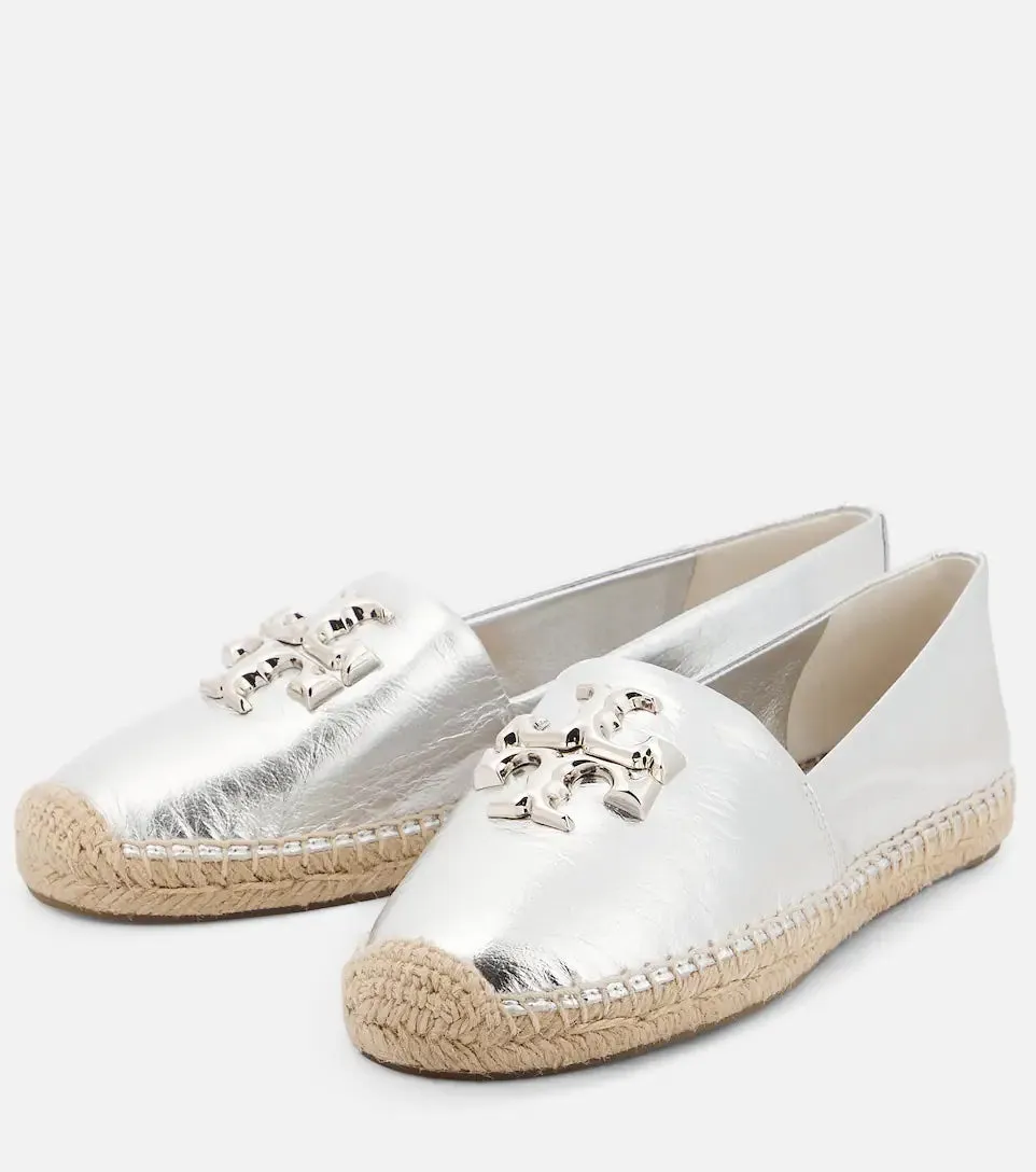 TORY BURCH ELEANOR METALLIC LEATHER ESPADRILLES