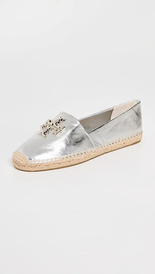 TORY BURCH ELEANOR METALLIC LEATHER ESPADRILLES
