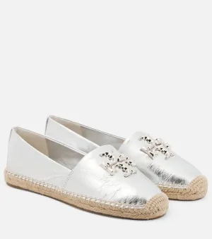 TORY BURCH ELEANOR METALLIC LEATHER ESPADRILLES