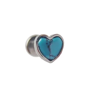 Turquoise Heart Flat Back 14g, 16g, 18g
